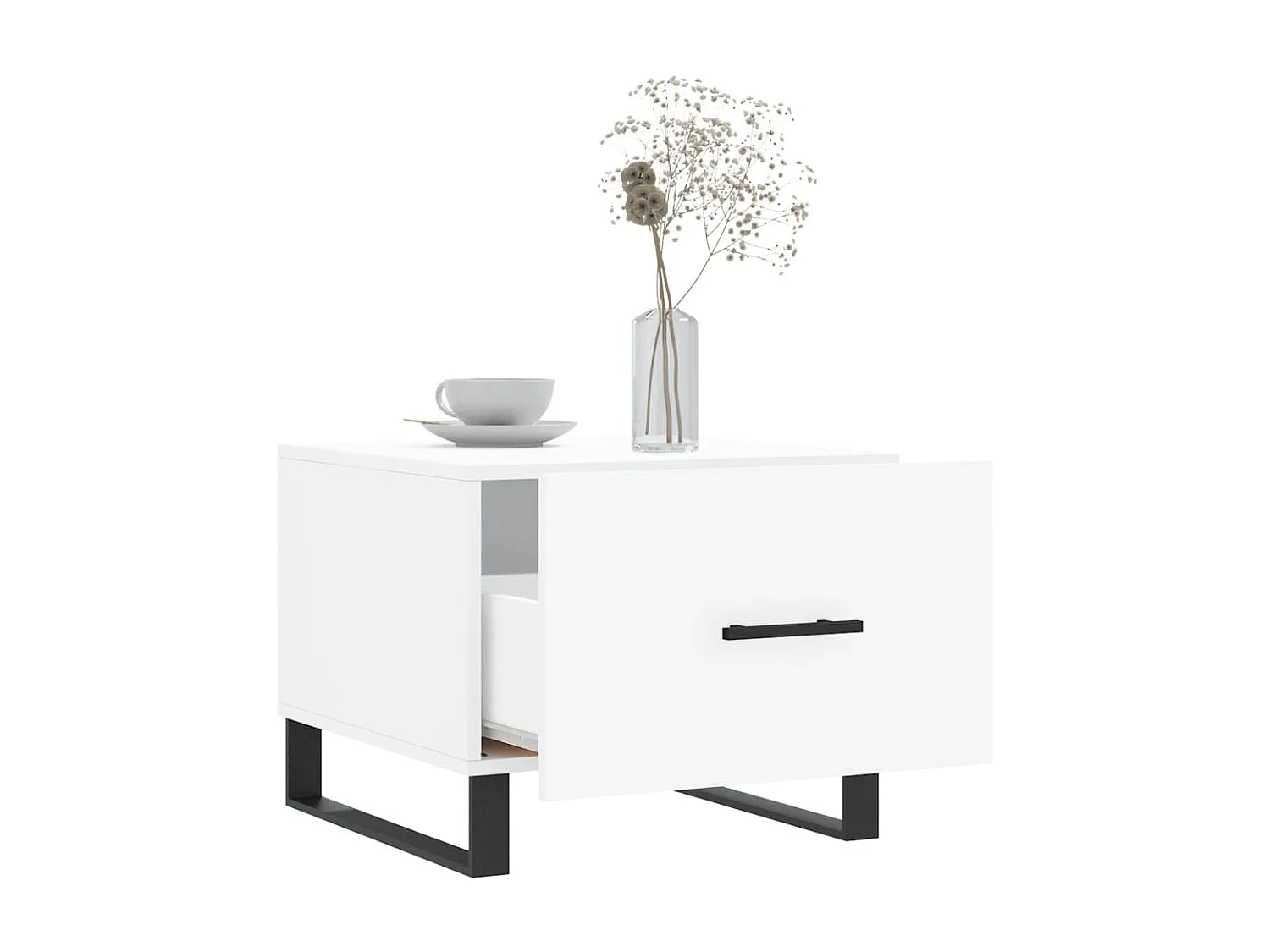 Table basse blanc 50x50x40 cm bois d'ingénierie OFR77339 BonneVie Meuble