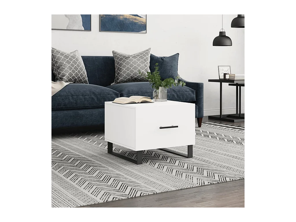 Table basse blanc 50x50x40 cm bois d'ingénierie OFR77339 BonneVie Meuble