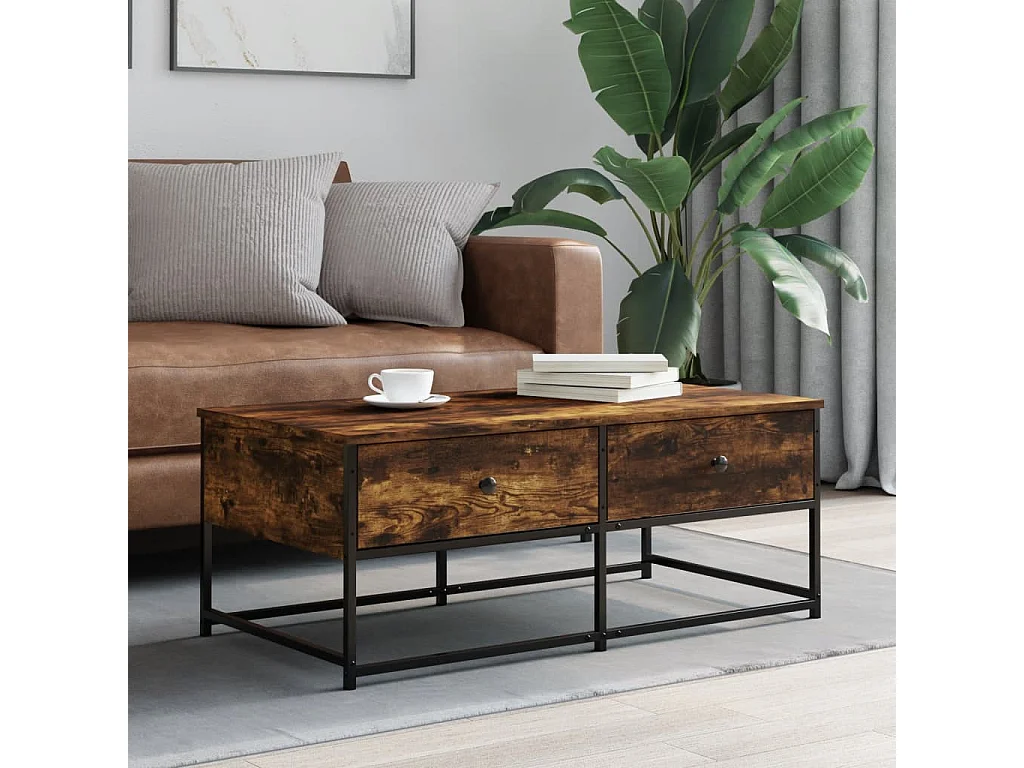 Salontafel 100x51x40 cm bewerkt hout gerookt eikenkleurig NL27138