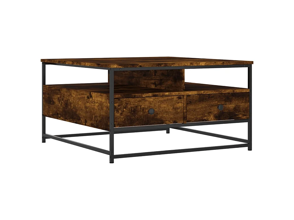 Table basse chêne fumé 80x80x45 cm bois d'ingénierie OFR93449 BonneVie Meuble