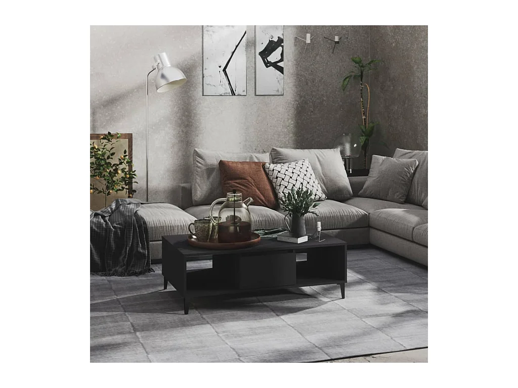 Table basse Gris 103,5x60x35 cm Aggloméré OFR38262 BonneVie Meuble