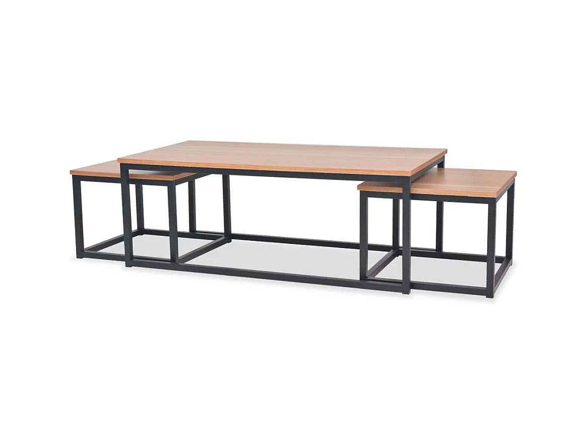Table basse 3 pcs Bois de frêne OFR49219 BonneVie Meuble