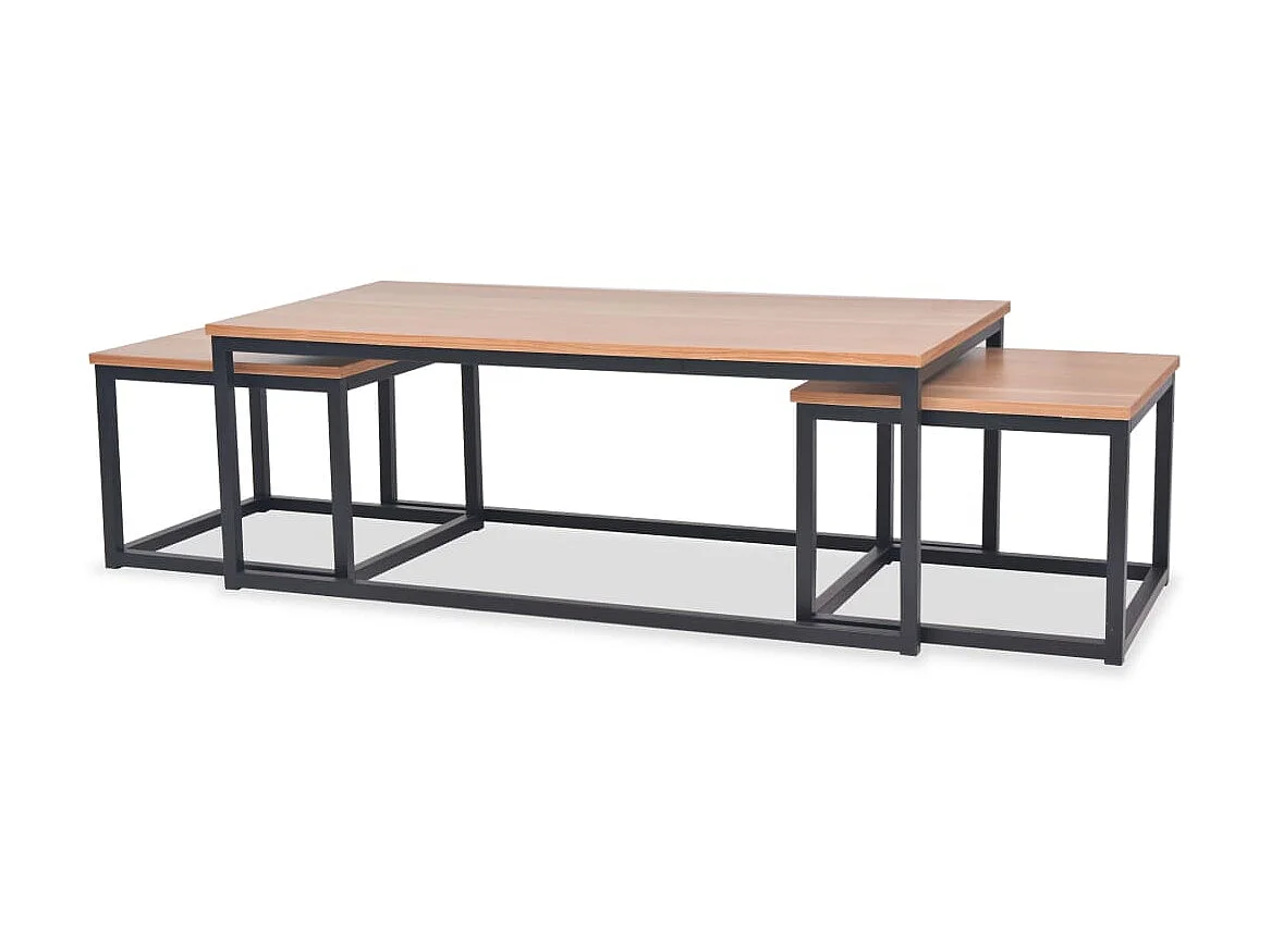 Table basse 3 pcs Bois de frêne OFR49219 BonneVie Meuble