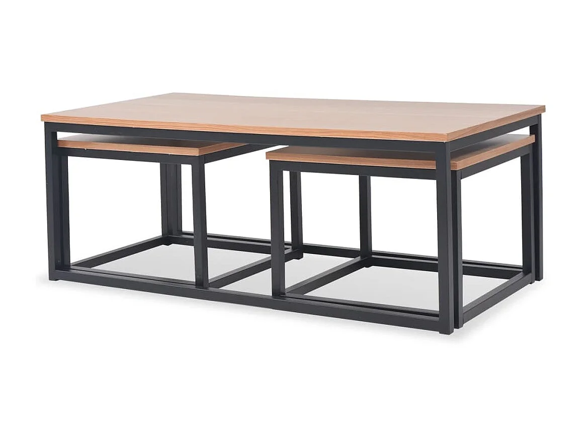 Table basse 3 pcs Bois de frêne OFR49219 BonneVie Meuble