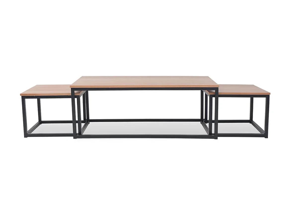 Table basse 3 pcs Bois de frêne OFR49219 BonneVie Meuble