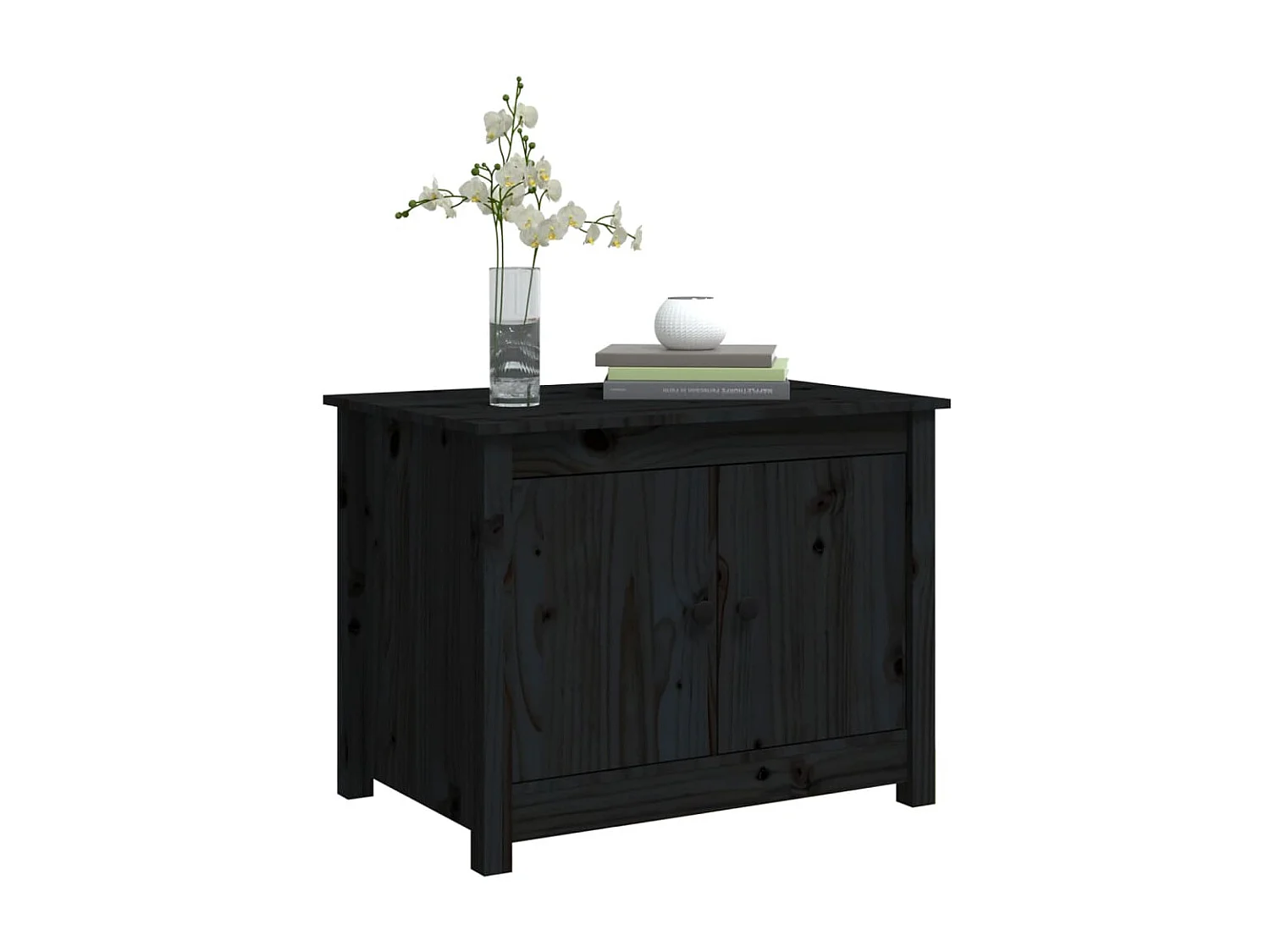 Mesa de centro de madera maciza de pino negro 71x49x55 cm ES24708