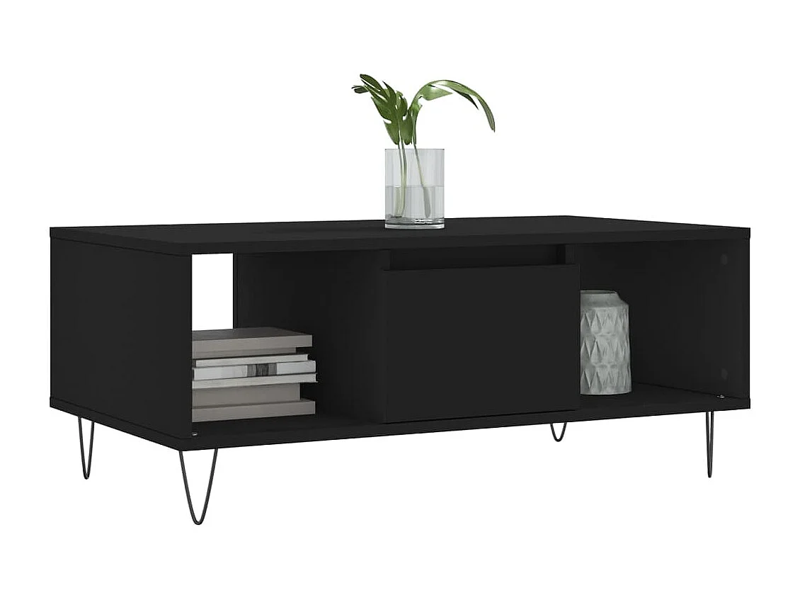 Mesa de centro madera contrachapada negro 90x50x36,5 cm ES47432
