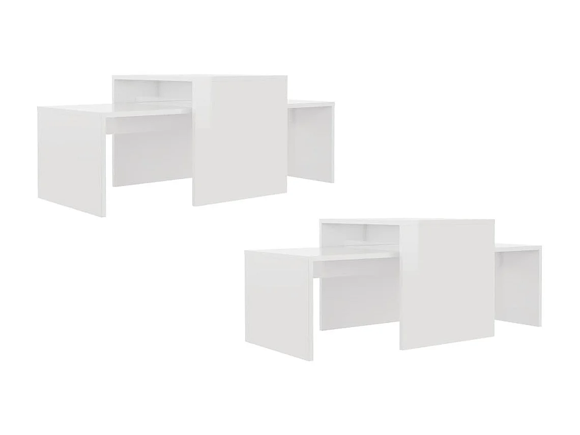 Salontafelset 100x48x40 cm bewerkt hout hoogglans wit NL88497