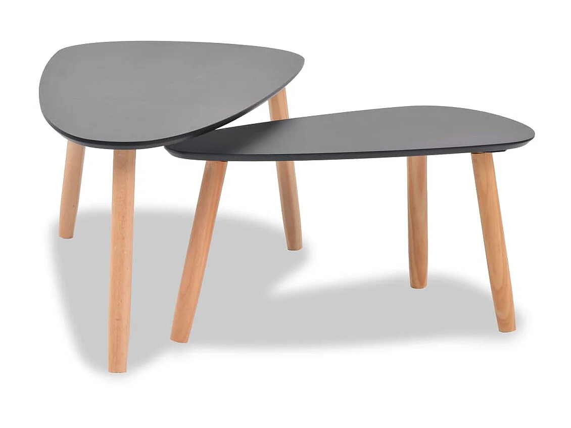 Ensemble de tables basses 2 pcs Bois de pin massif Noir OFR70187 BonneVie Meuble