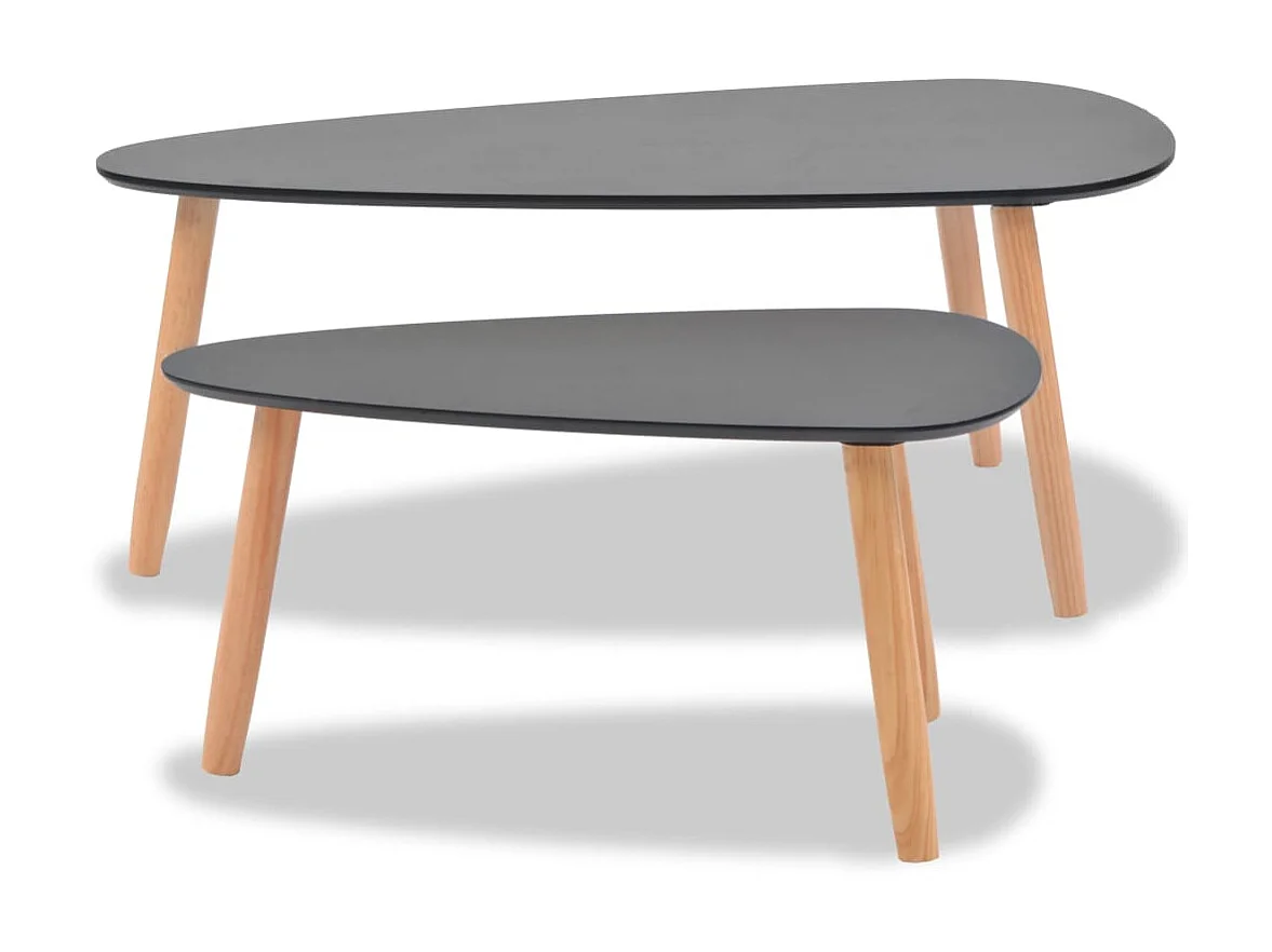 Ensemble de tables basses 2 pcs Bois de pin massif Noir OFR70187 BonneVie Meuble