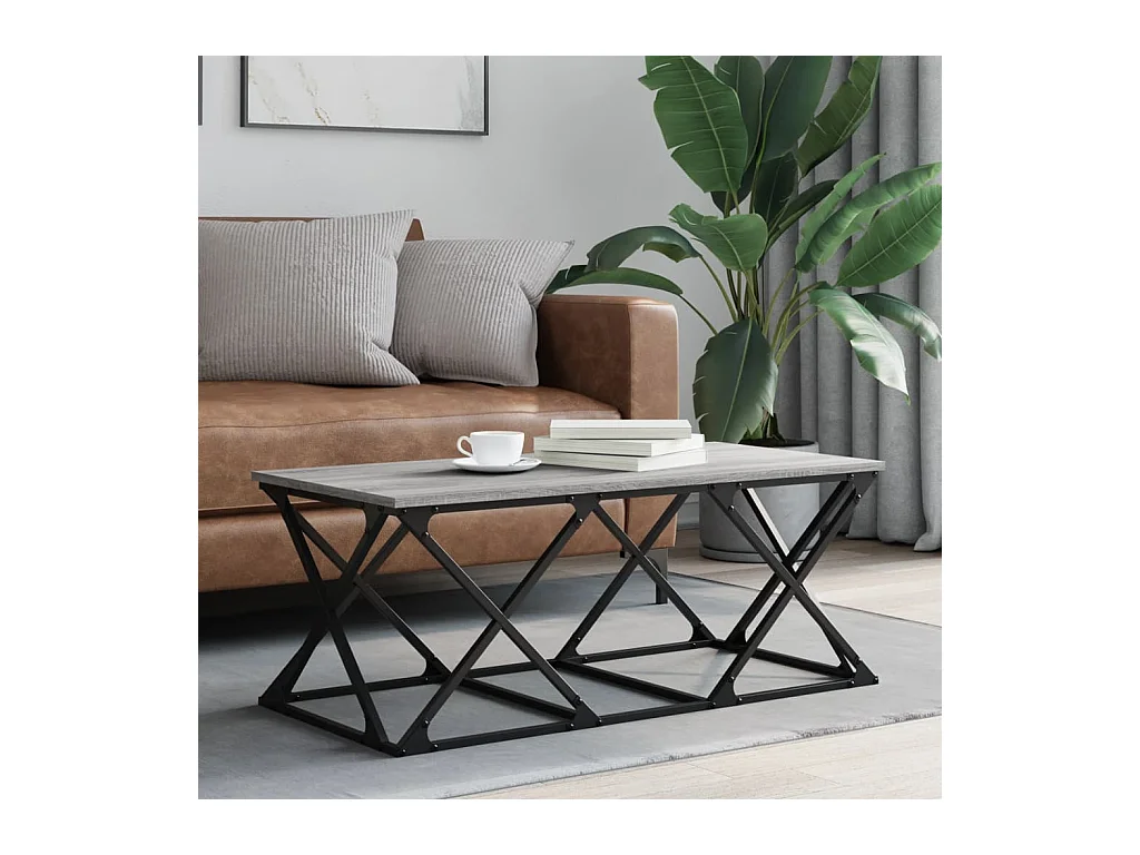 Table basse sonoma gris 100x49x40 cm bois d'ingénierie OFR46914 BonneVie Meuble