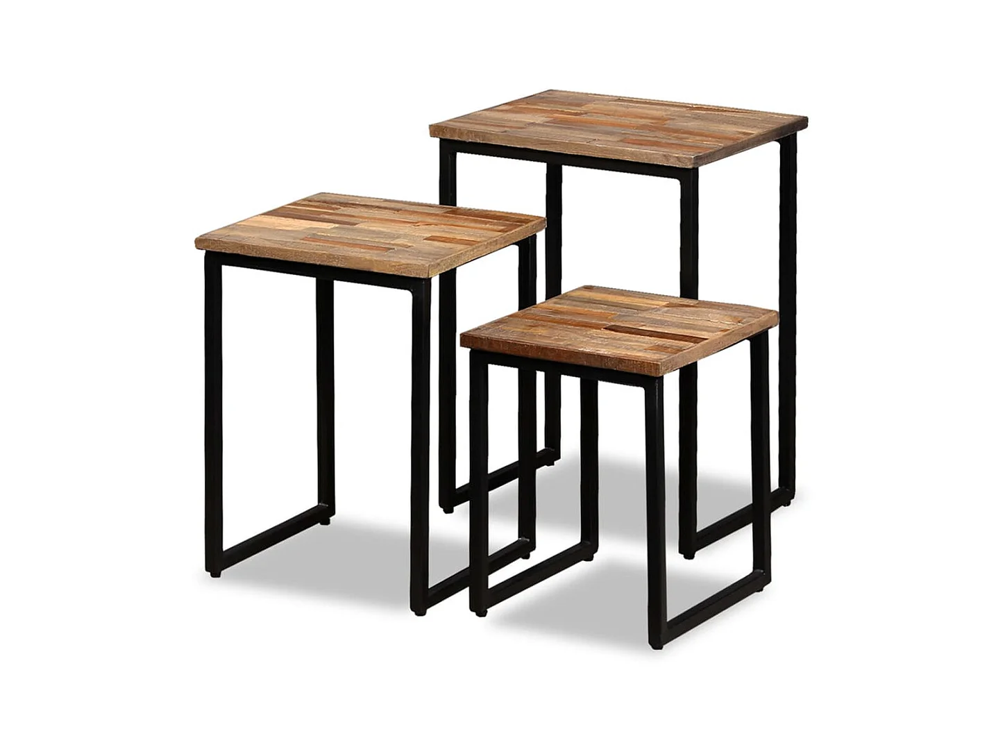 Table basse gigogne 3 pcs Teck massif de récupération OFR31511 BonneVie Meuble