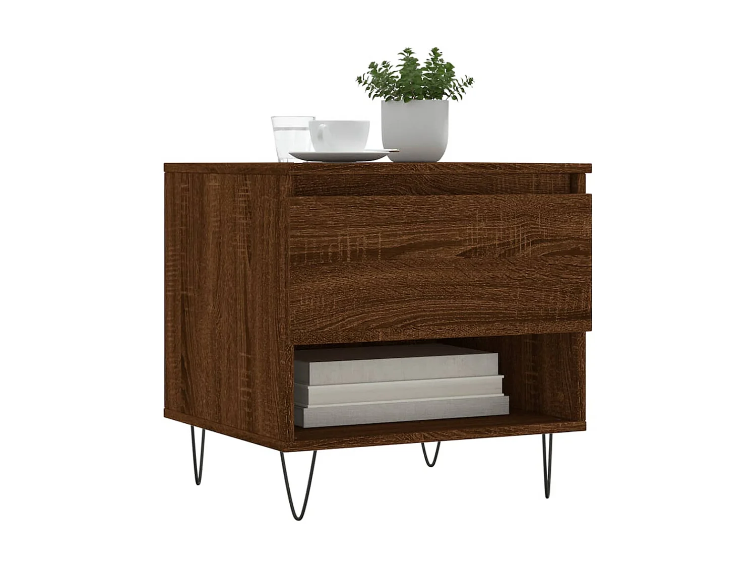 Mesa de centro madera de ingeniería roble marrón 50x46x50 cm ES36376