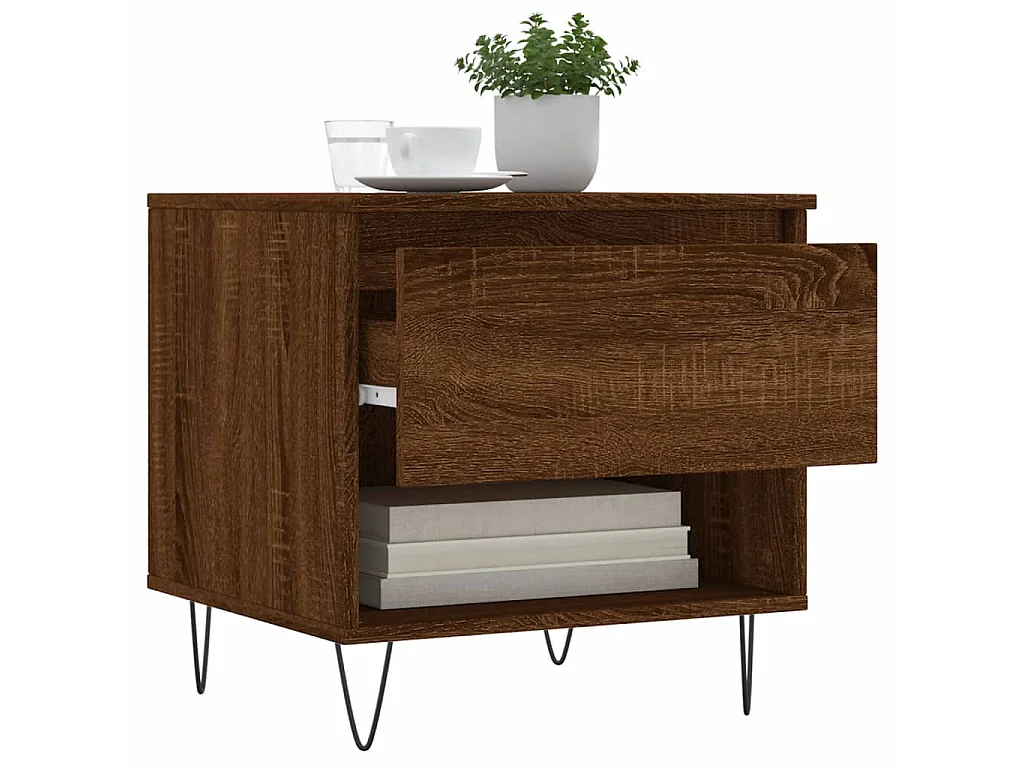 Mesa de centro madera de ingeniería roble marrón 50x46x50 cm ES36376