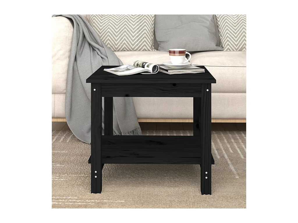 Table basse Noir 50x50x45 cm Bois massif de pin OFR40649 BonneVie Meuble