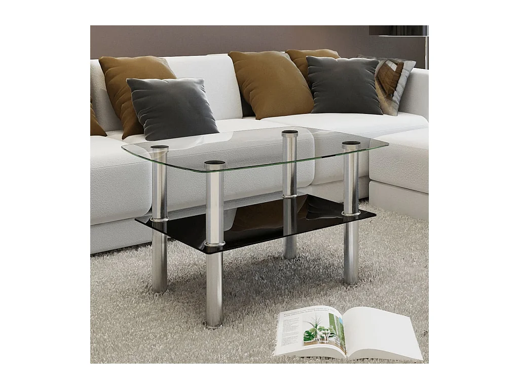 Table basse avec 2 étagères Verre OFR39794 BonneVie Meuble
