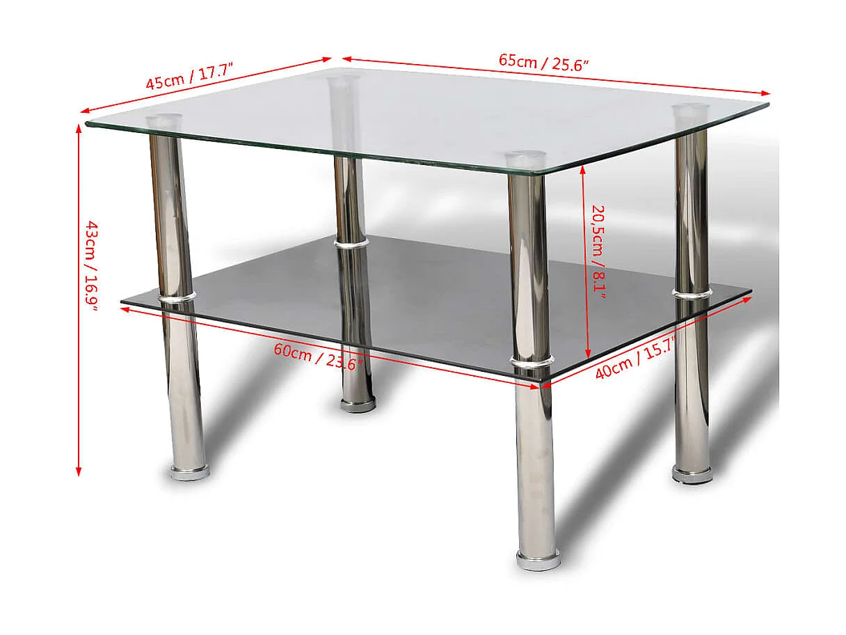 Table basse avec 2 étagères Verre OFR39794 BonneVie Meuble