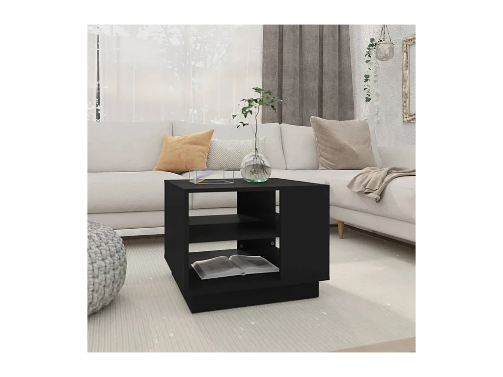 Table basse Noir 55x55x43 cm Aggloméré OFR66029 BonneVie Meuble