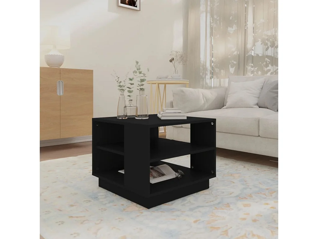 Table basse Noir 55x55x43 cm Aggloméré OFR66029 BonneVie Meuble