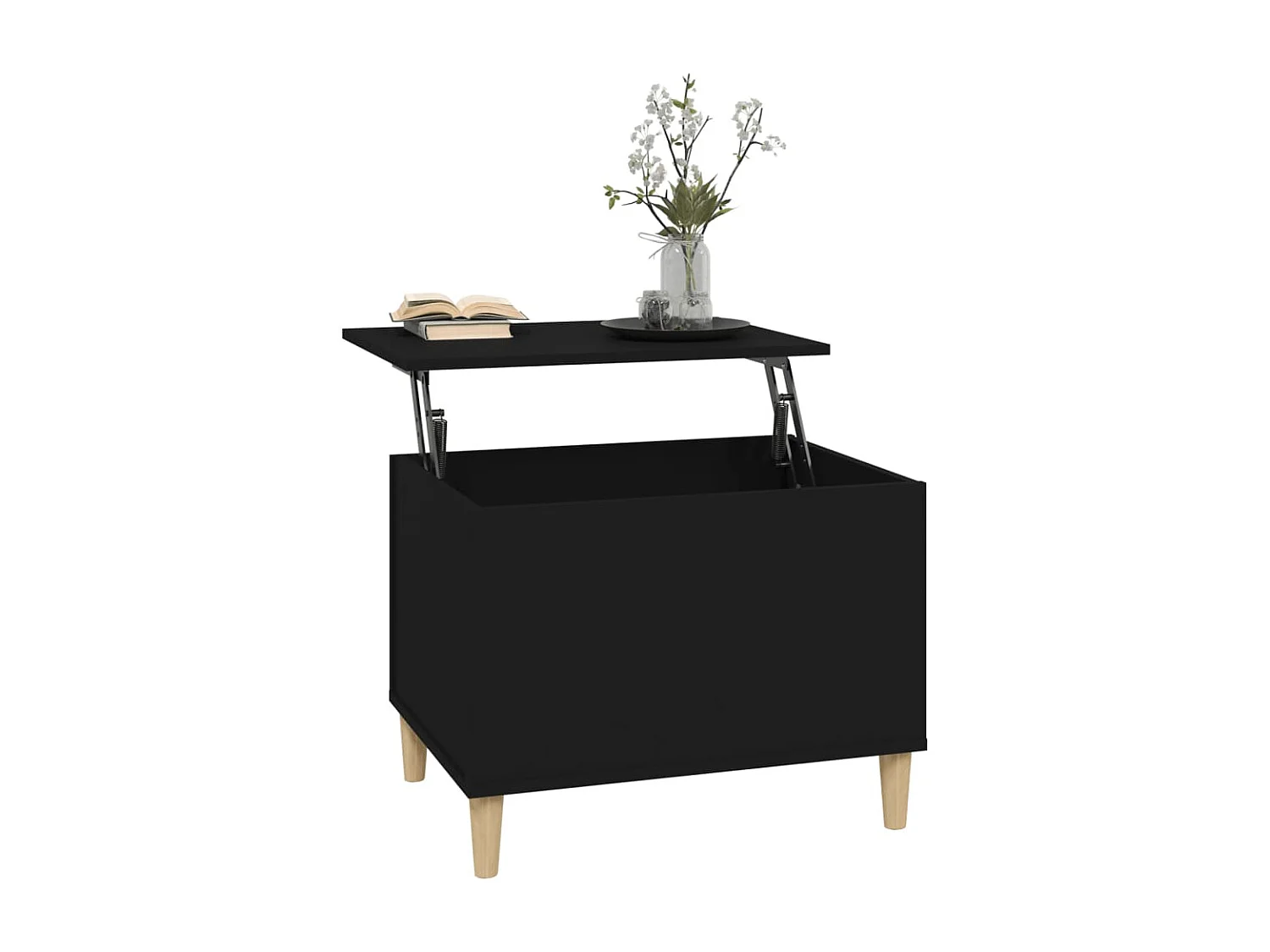 Table basse relevable Noir 60x44,5x45 cm Bois d'ingénierie OFR78564 BonneVie Meuble