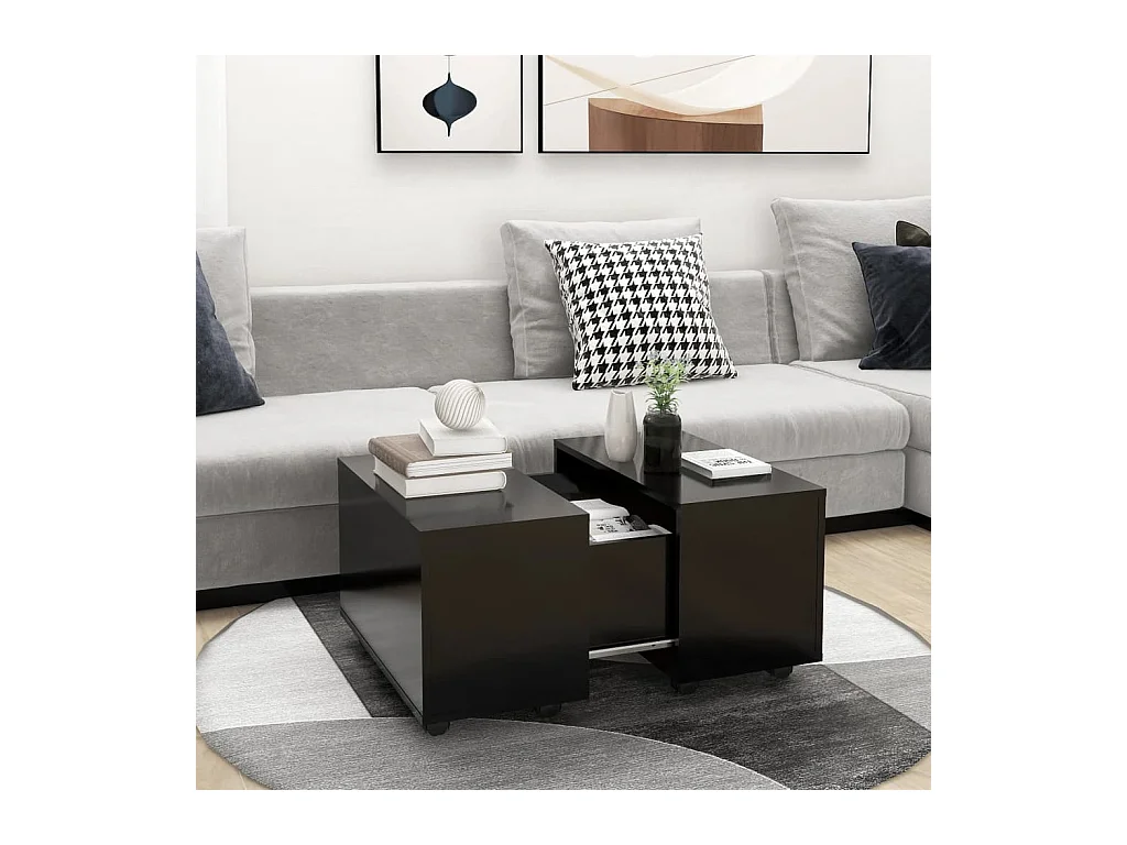 Table basse extensible Noir 60x60x38 cm Aggloméré OFR70410 BonneVie Meuble