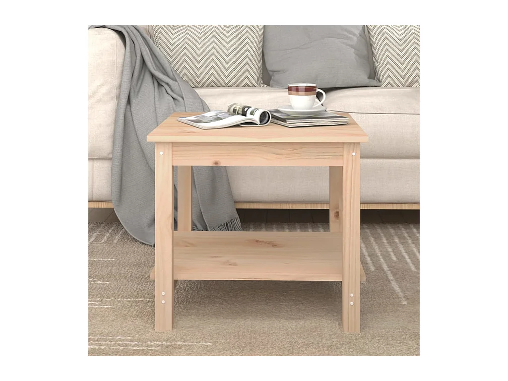 Table basse 50x50x45 cm Bois massif de pin OFR19264 BonneVie Meuble