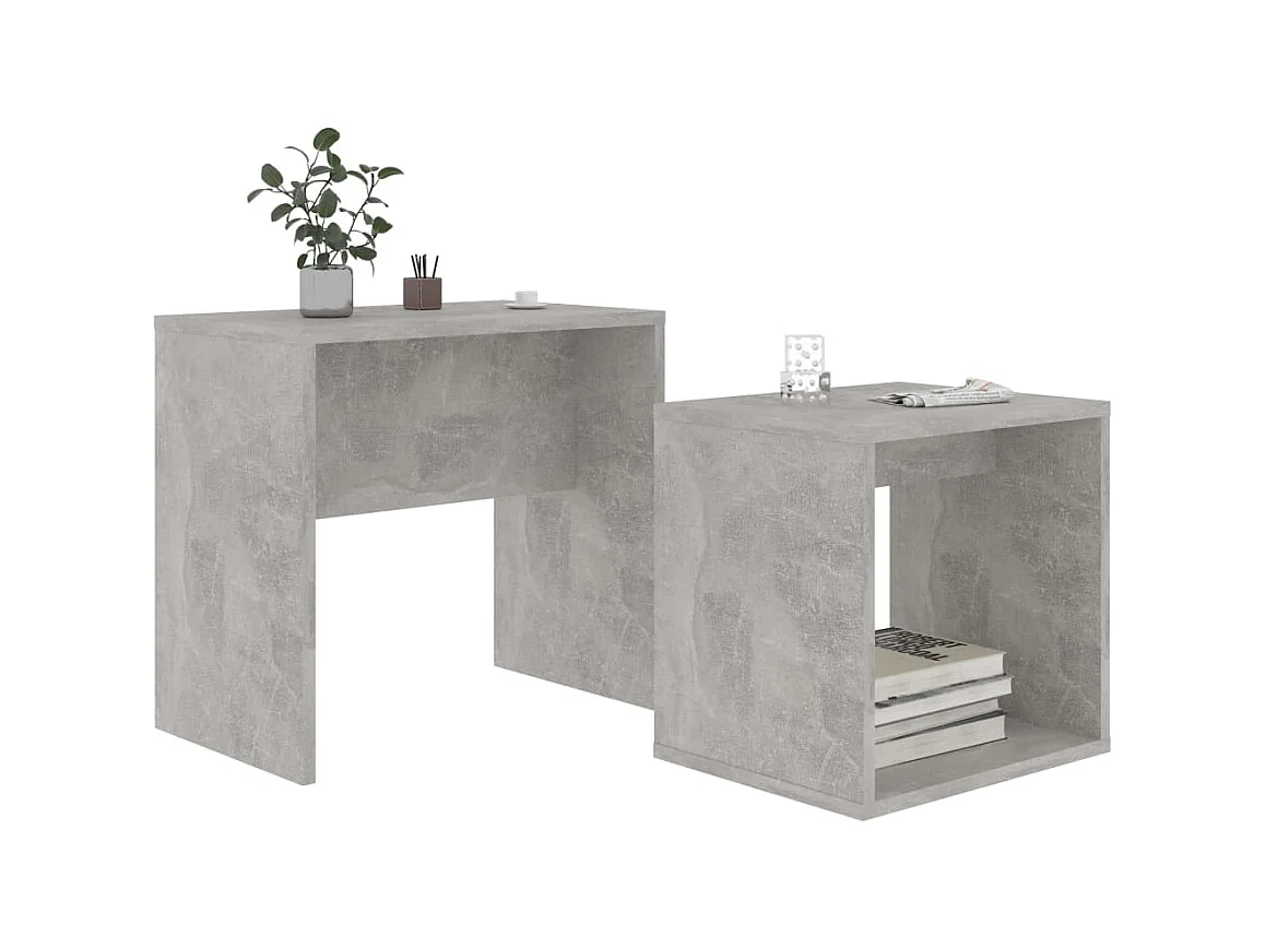 Ensemble de tables basses Gris béton 48x30x45 cm Aggloméré OFR62135 BonneVie Meuble