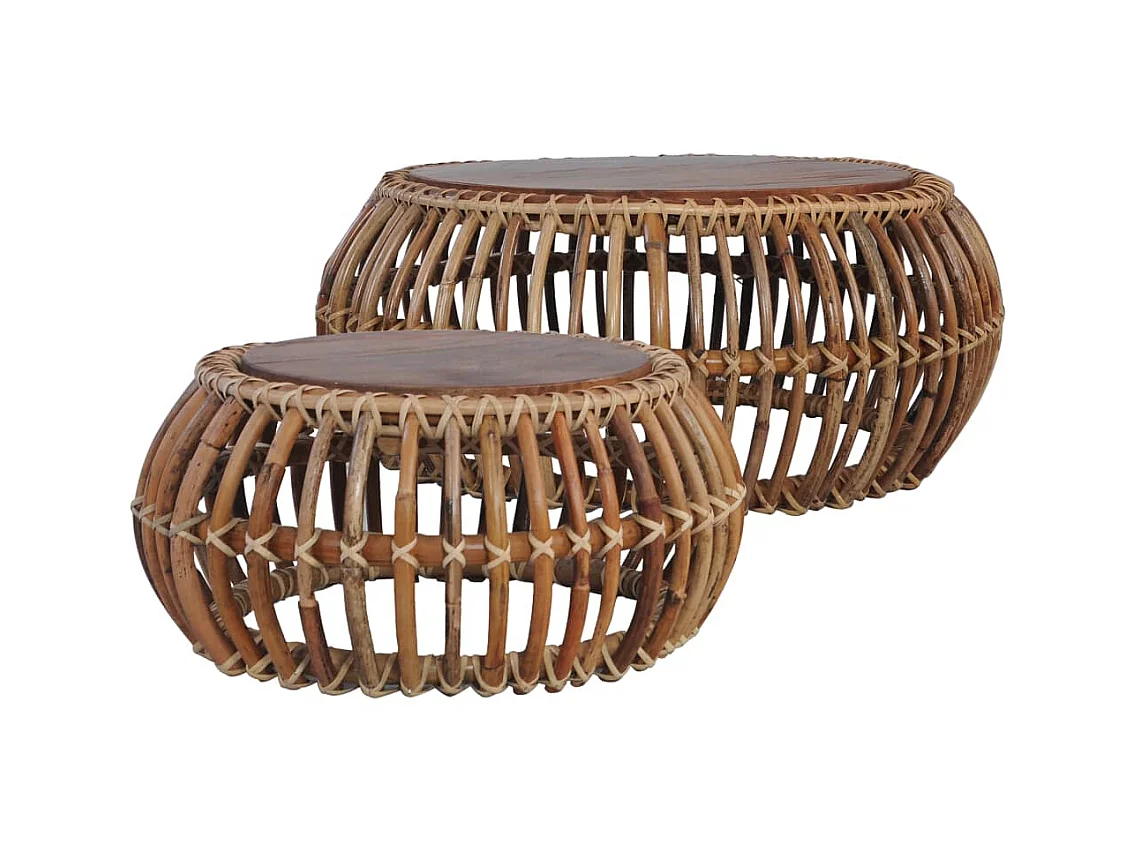 Tables basses 2 pcs Rotin naturel OFR70081 BonneVie Meuble