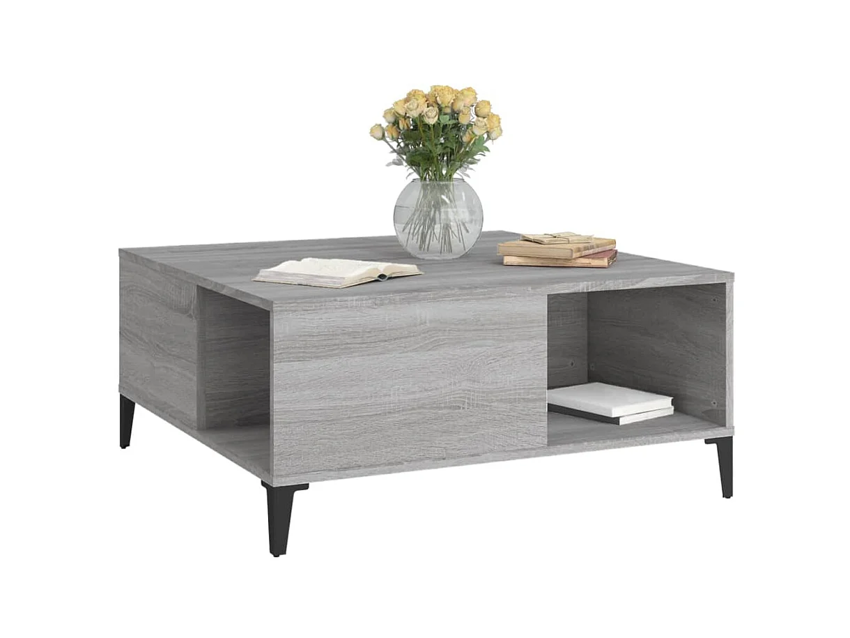 Mesa de centro 80x80x36,5 cm derivados madeira cinzento sonoma PT301925