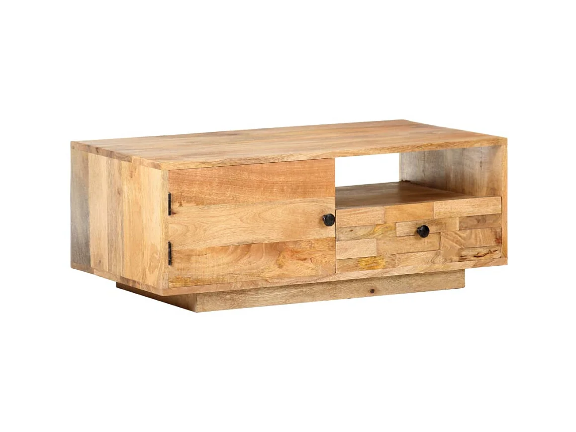 Table basse 90x50x35 cm Bois solide de manguier OFR88360 BonneVie Meuble