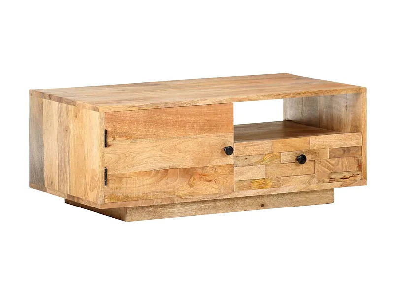 Table basse 90x50x35 cm Bois solide de manguier OFR88360 BonneVie Meuble
