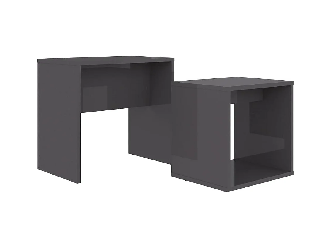 Ensemble de tables basses Gris brillant 48x30x45 cm Aggloméré OFR30751 BonneVie Meuble
