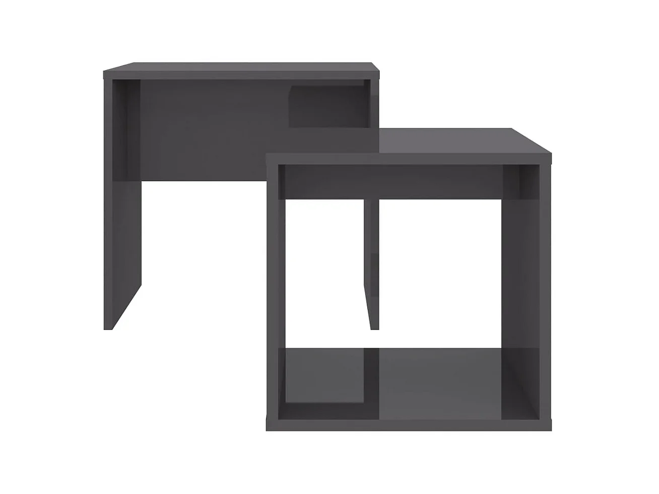 Ensemble de tables basses Gris brillant 48x30x45 cm Aggloméré OFR30751 BonneVie Meuble