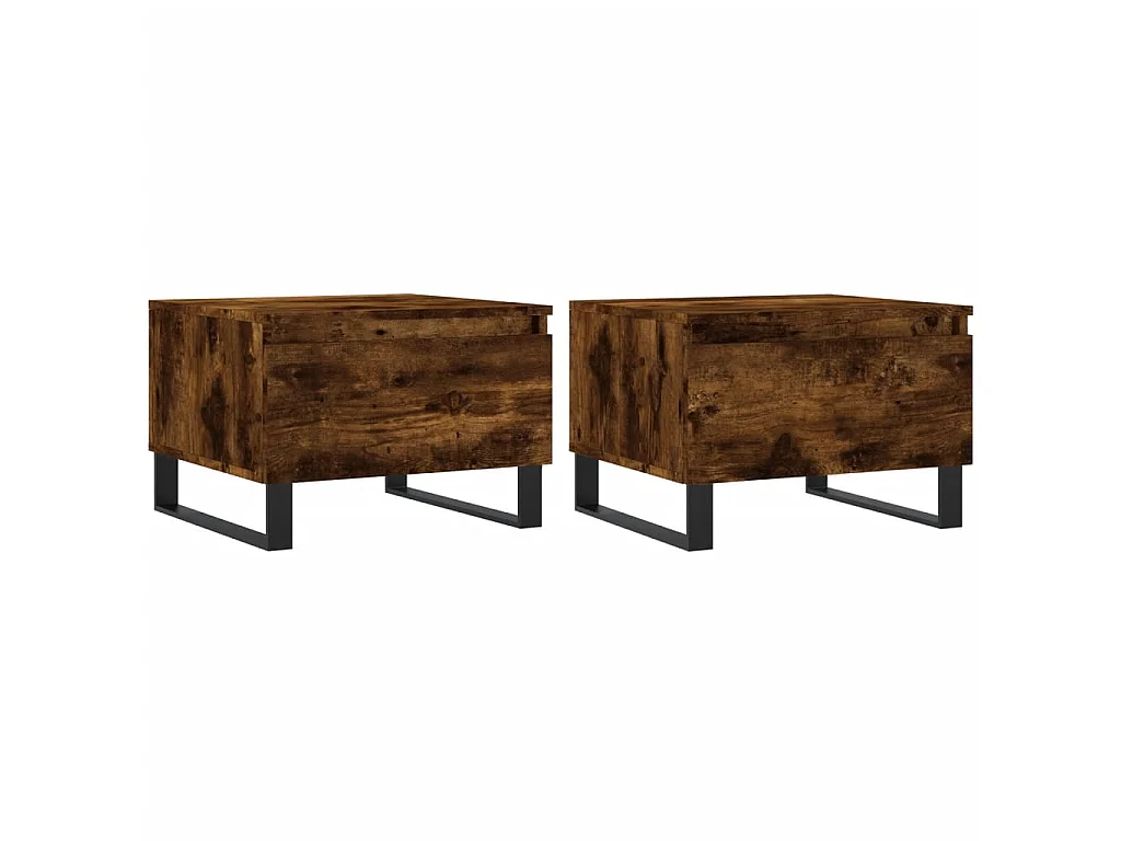 Tables basses 2 pcs chêne fumé 50x46x35 cm bois d'ingénierie OFR49991 BonneVie Meuble
