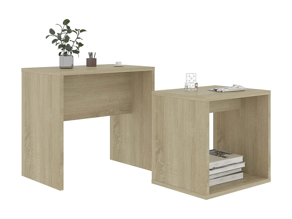 Ensemble de tables basses Chêne sonoma 48x30x45 cm Aggloméré OFR62567 BonneVie Meuble