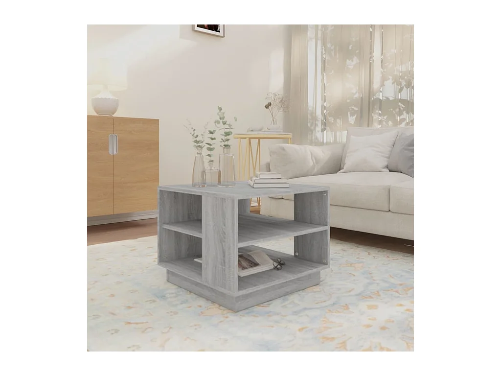 Table basse Sonoma gris 55x55x43 cm Aggloméré OFR57826 BonneVie Meuble
