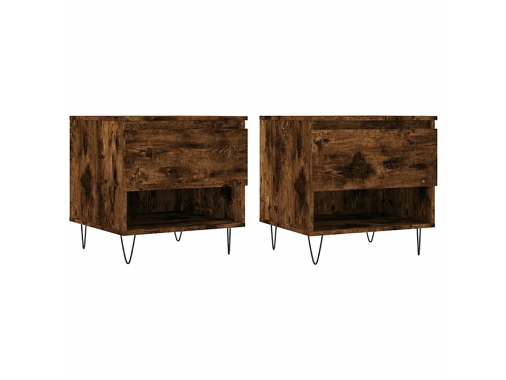 Tables basses 2 pcs chêne fumé 50x46x50 cm bois d'ingénierie OFR75560 BonneVie Meuble