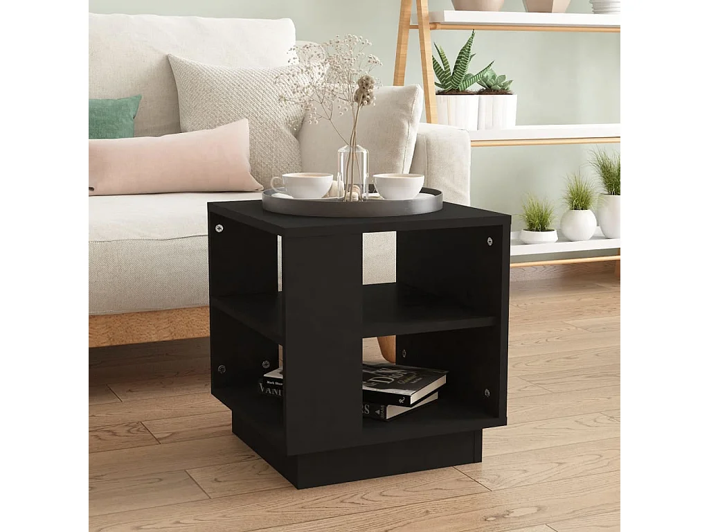 Salontafel 40x40x43 cm bewerkt hout zwart NL30936