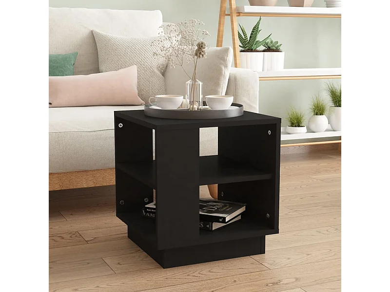 Salontafel 40x40x43 cm bewerkt hout zwart NL30936