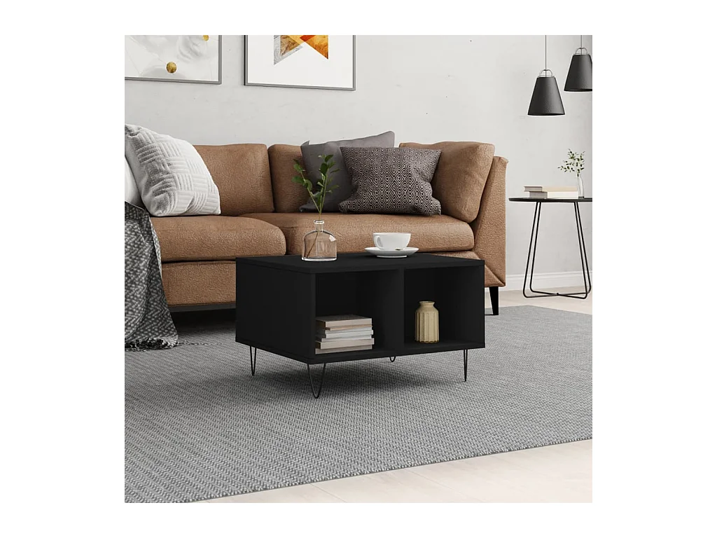 Table basse Noir 60x50x36,5 cm Bois d'ingénierie OFR34614 BonneVie Meuble