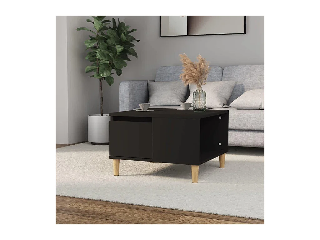 Table basse noir 55x55x36,5 cm bois d'ingénierie OFR41569 BonneVie Meuble