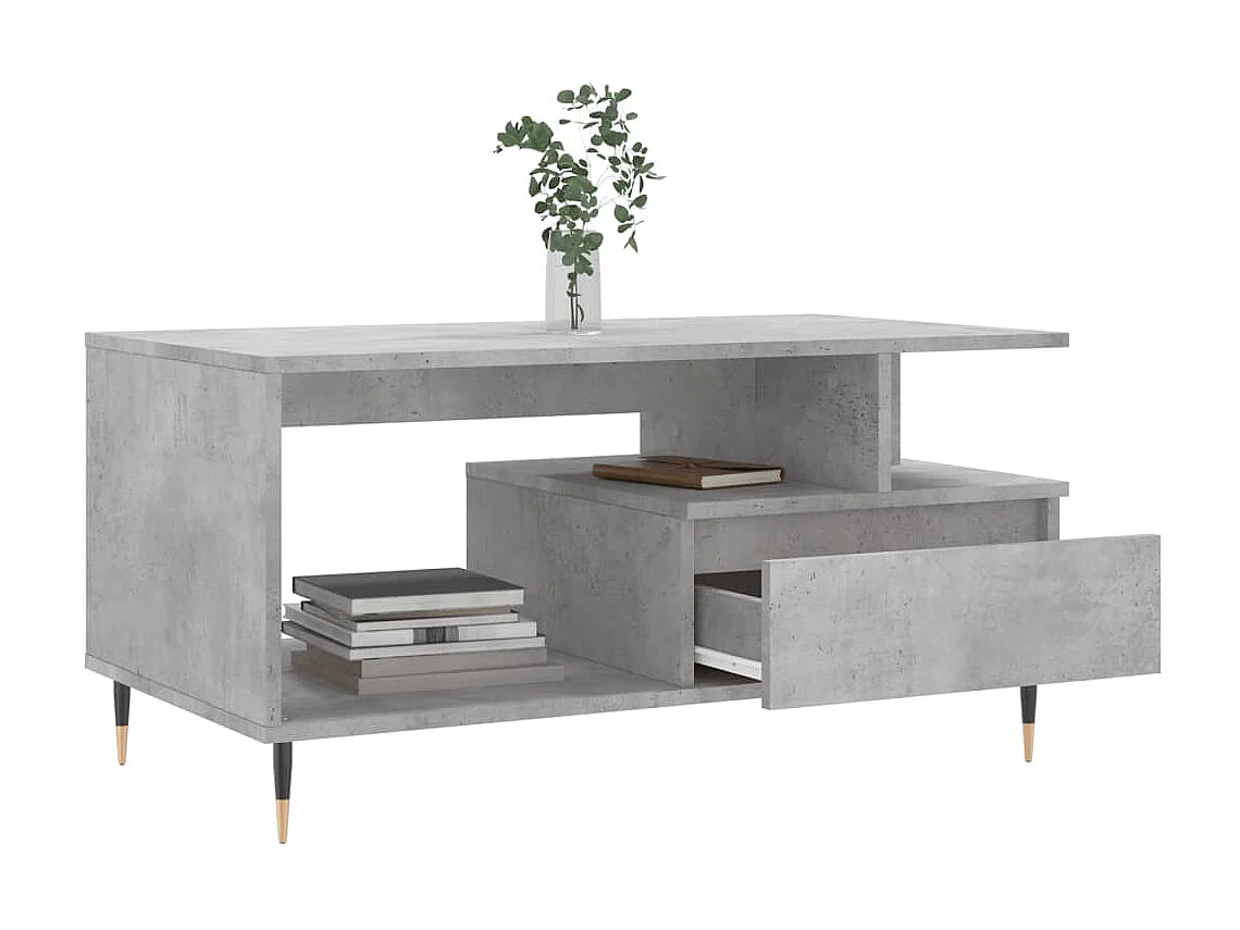 Table basse Gris béton 90x49x45 cm Bois d'ingénierie OFR19284 BonneVie Meuble