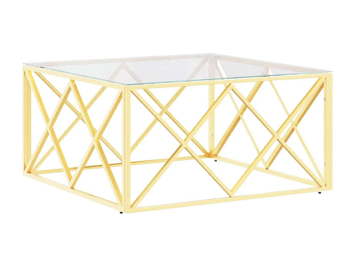 Table basse 80x80x40 cm acier inoxydable et verre OFR94688 BonneVie Meuble