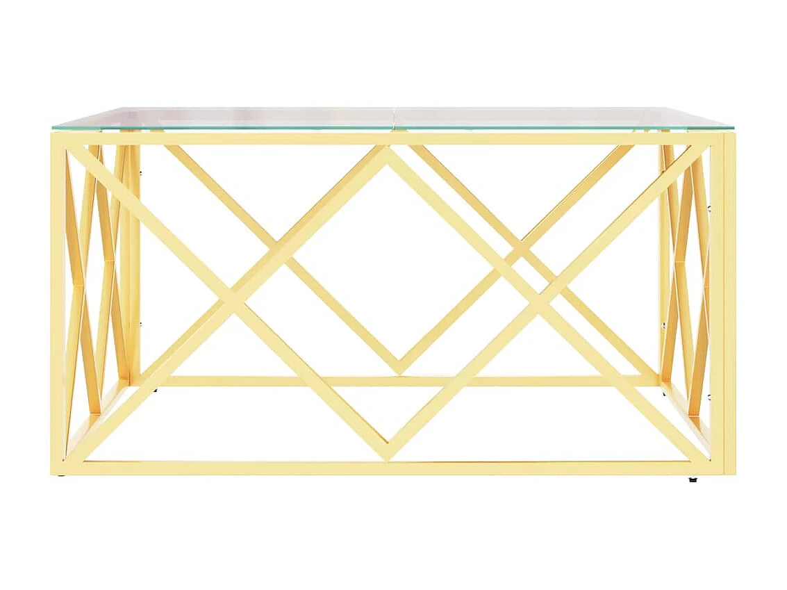 Table basse 80x80x40 cm acier inoxydable et verre OFR94688 BonneVie Meuble