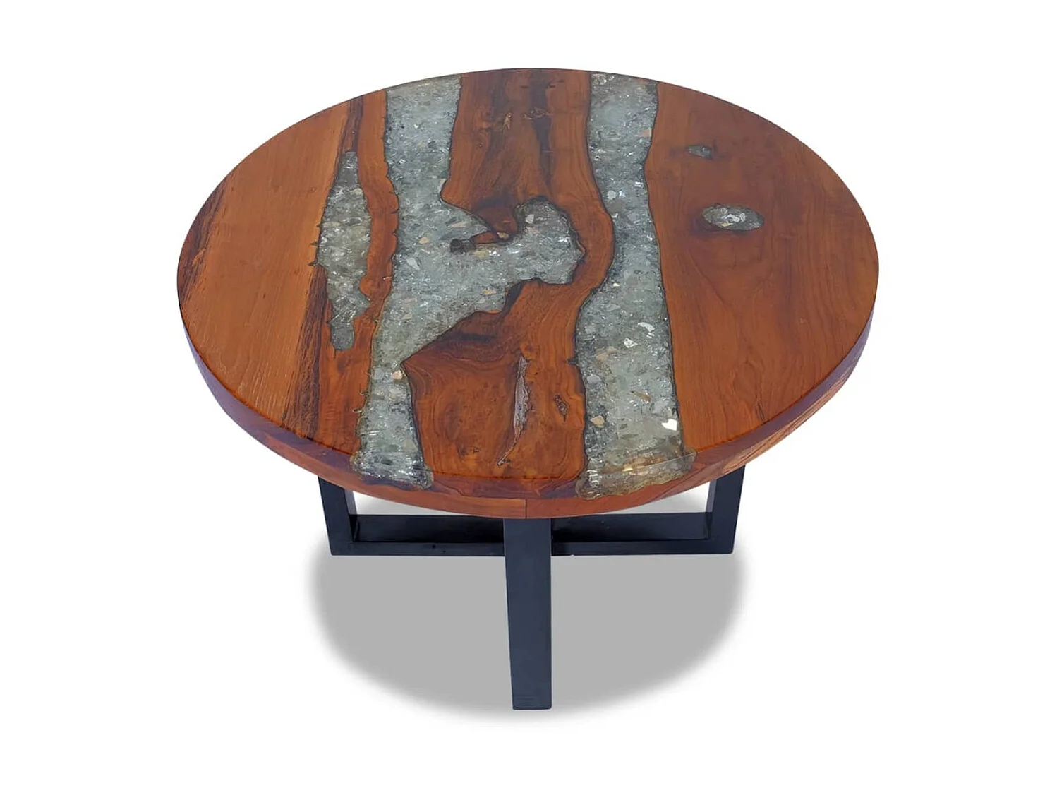 Table basse Teck Résine 60 cm OFR95705 BonneVie Meuble