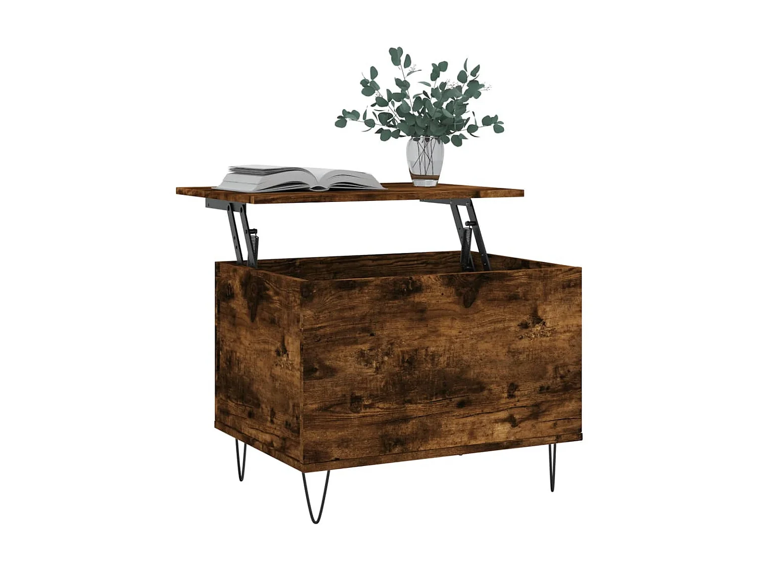 Table basse relevable Chêne fumé 60x44,5x45 cm Bois d'ingénierie OFR99120 BonneVie Meuble