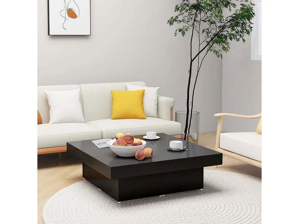 Table basse Noir 90x90x28 cm Aggloméré OFR78825 BonneVie Meuble