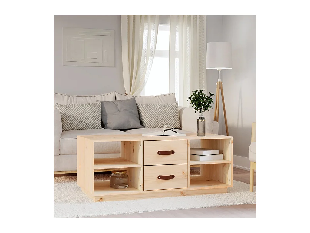 Table basse 100x50x41 cm Bois massif de pin OFR35127 BonneVie Meuble
