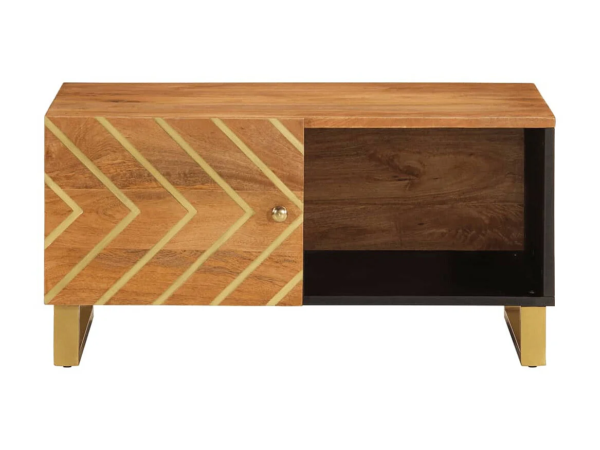 Table basse marron et noir 80x50x40 cm bois de massif manguier OFR53887 BonneVie Meuble