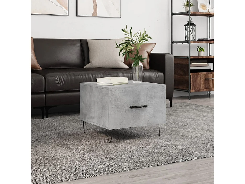 Table basse gris béton 50x50x40 cm bois d'ingénierie OFR48175 BonneVie Meuble